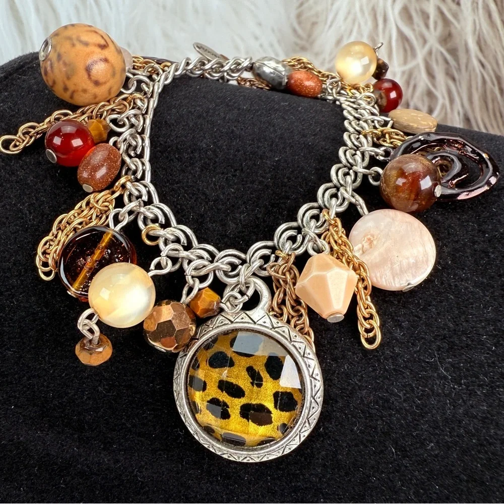 Chico's bohemian chic Silvertone and Goldtone Multi Charm Bracelet